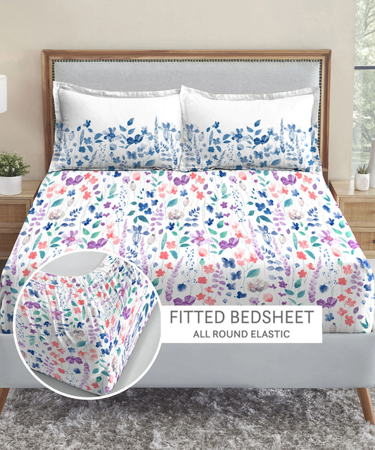 Fitted Bedsheet — All Round Elastic (Blue Floral) — Diwali 2026 catalogue, page 20
