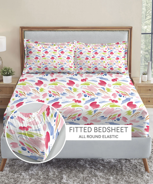 Fitted Bedsheet — All Round Elastic (Pink Floral) — Diwali 2026 catalogue, page 20